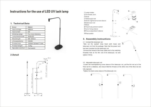 Rotatable Head UV/LED Lamp with Adjustable Brightness and Focus for Eyelash Glue - Image 4