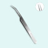 Long-tipped, slightly curved insulation tweezers with several notches on the tips.